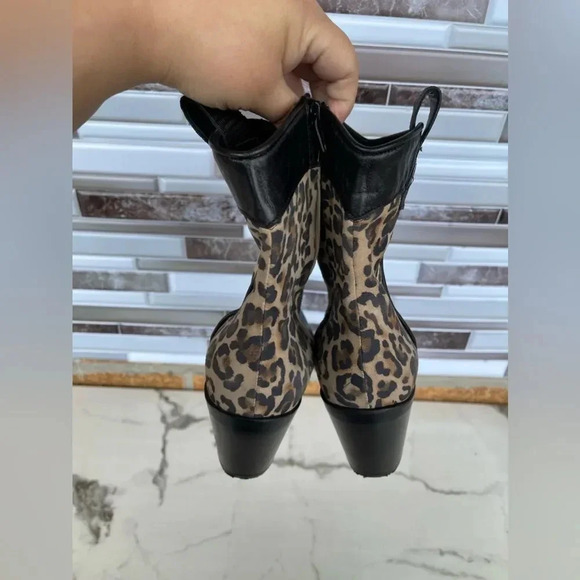 Alberto Zago Leather & Cheetah Print Booties 37 - Picture 5 of 8